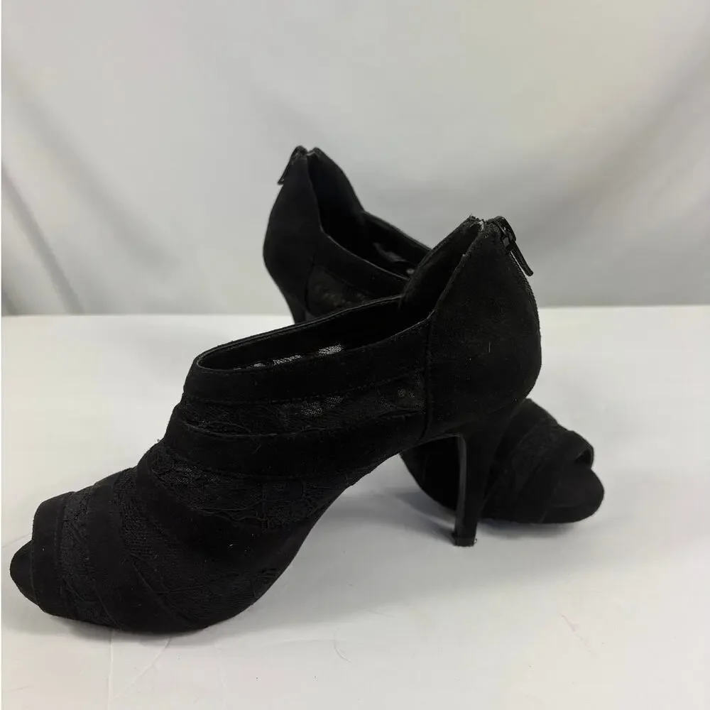 Marinelli Black Lace Heels Size 6.5